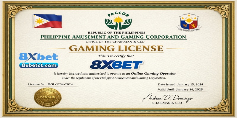 Thông tin pháp lý và giấy phép hoạt động của 8XBET.