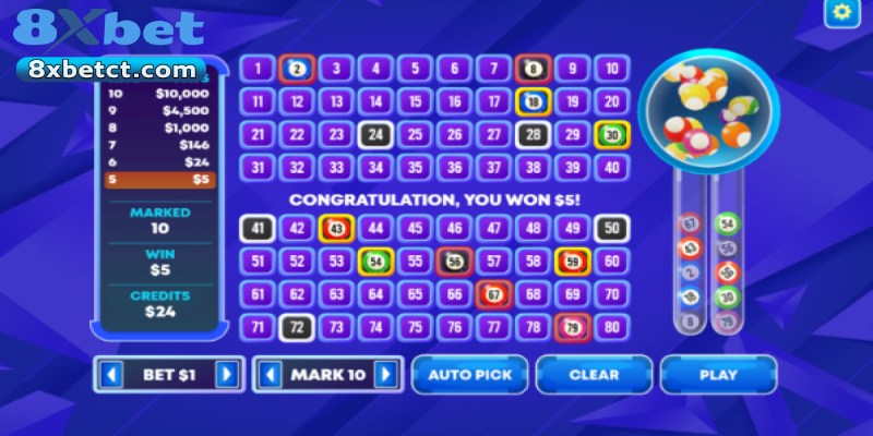 Tổng quan sảnh cược Keno 8XBET hiện nay.